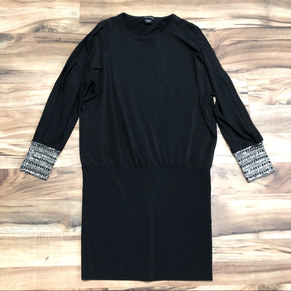 Open back black beaded mini/cocktail dress